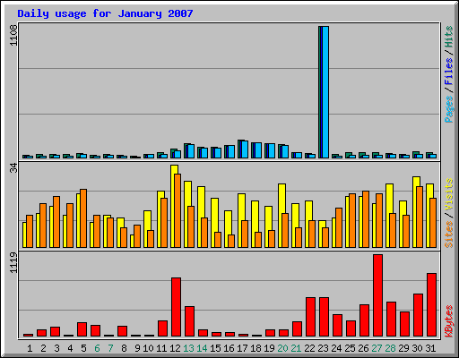 Daily usage for January 2007