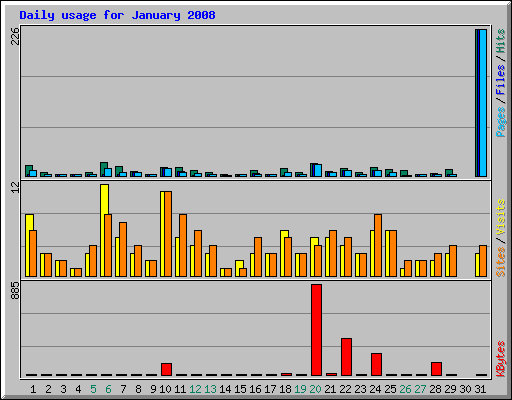 Daily usage for January 2008
