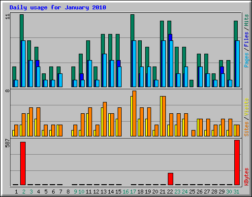 Daily usage for January 2010