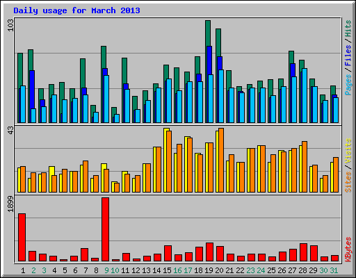 Daily usage for March 2013