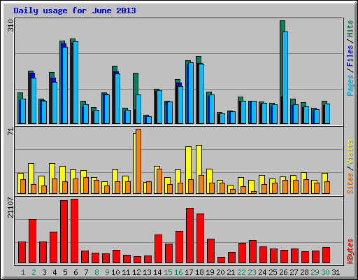 Daily usage for June 2013