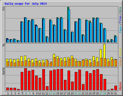 Daily usage for July 2013