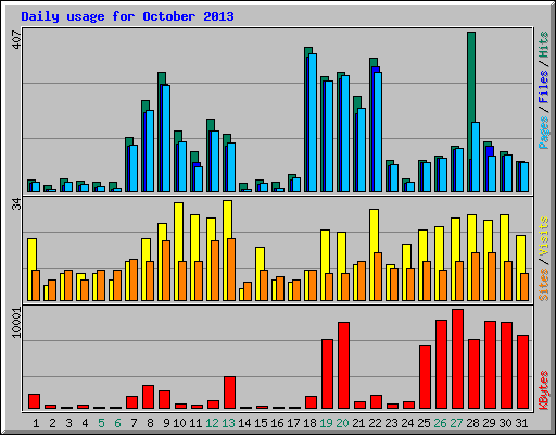 Daily usage for October 2013