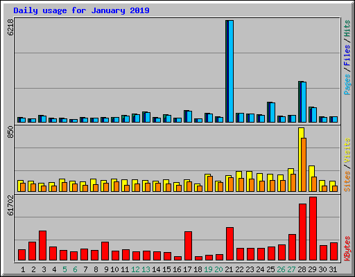 Daily usage for January 2019