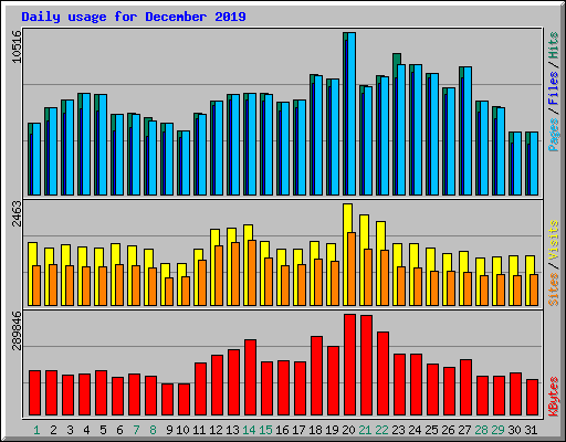 Daily usage for December 2019