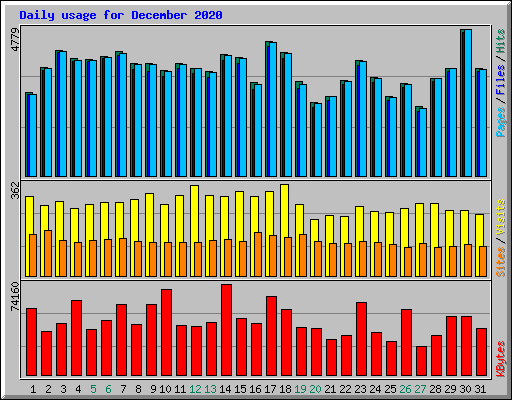 Daily usage for December 2020