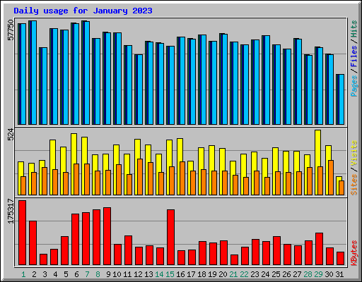 Daily usage for January 2023