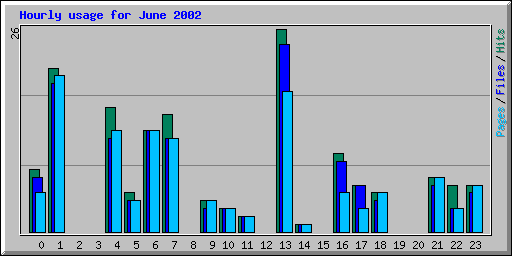 Hourly usage for June 2002