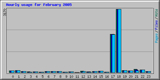 Hourly usage for February 2005