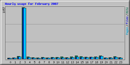 Hourly usage for February 2007
