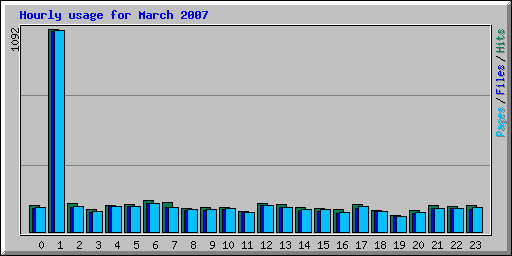Hourly usage for March 2007