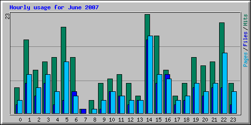 Hourly usage for June 2007