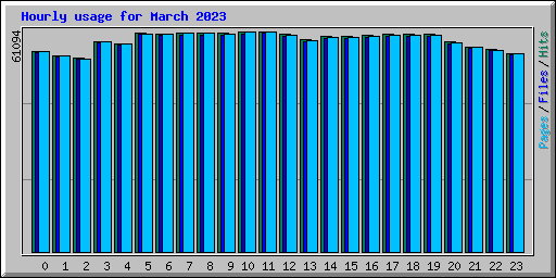 Hourly usage for March 2023